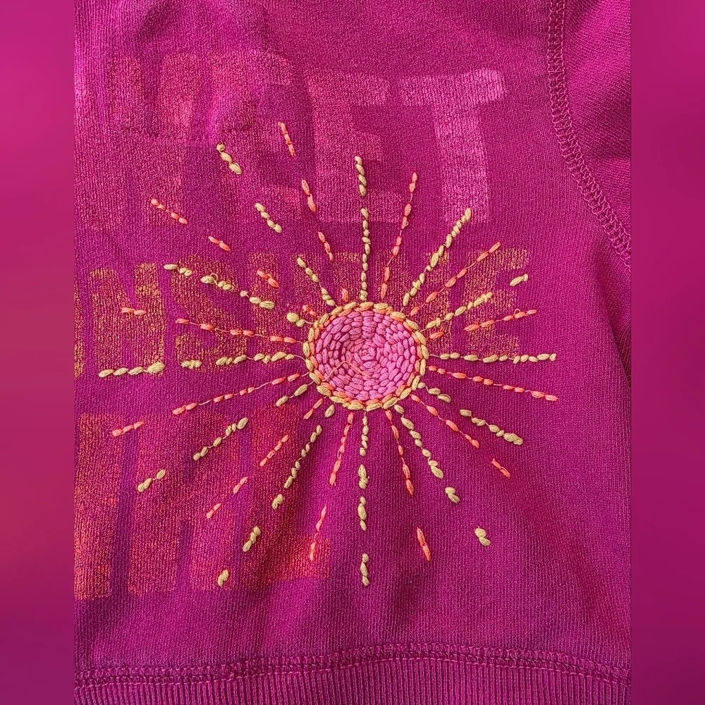 Gap Kids Girls Size XS 4-5 Pink Full Zip Hooded Embroidered Sunshine Sweatshirt